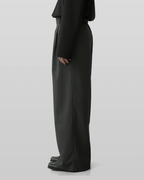 Linen-like Belted Wide Straight Pants