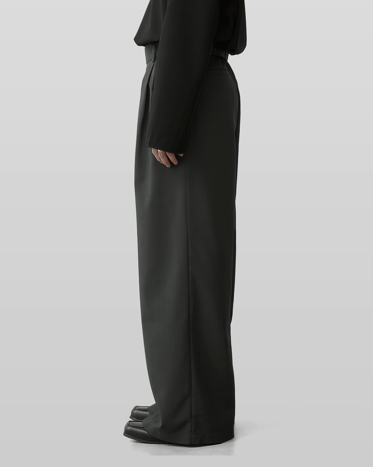 Linen-like Belted Wide Straight Pants
