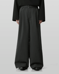 Linen-like Belted Wide Straight Pants