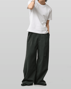 Linen-like Belted Wide Straight Pants