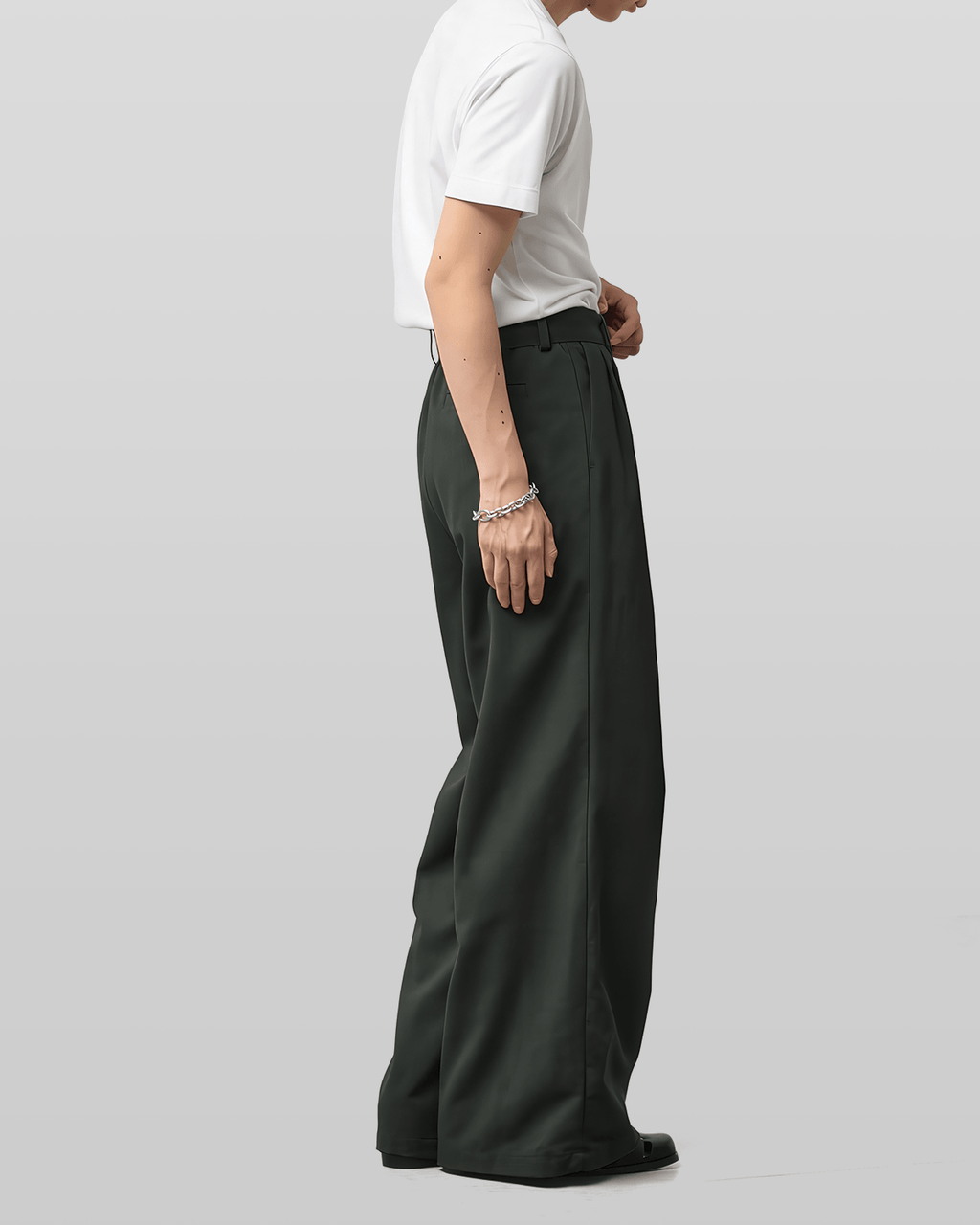 Linen-like Belted Wide Straight Pants
