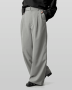 Linen-like Belted Wide Straight Pants