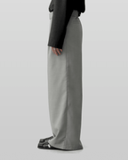 Linen-like Belted Wide Straight Pants