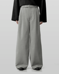 Linen-like Belted Wide Straight Pants