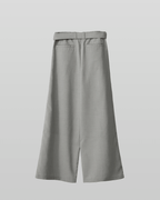 Linen-like Belted Wide Straight Pants