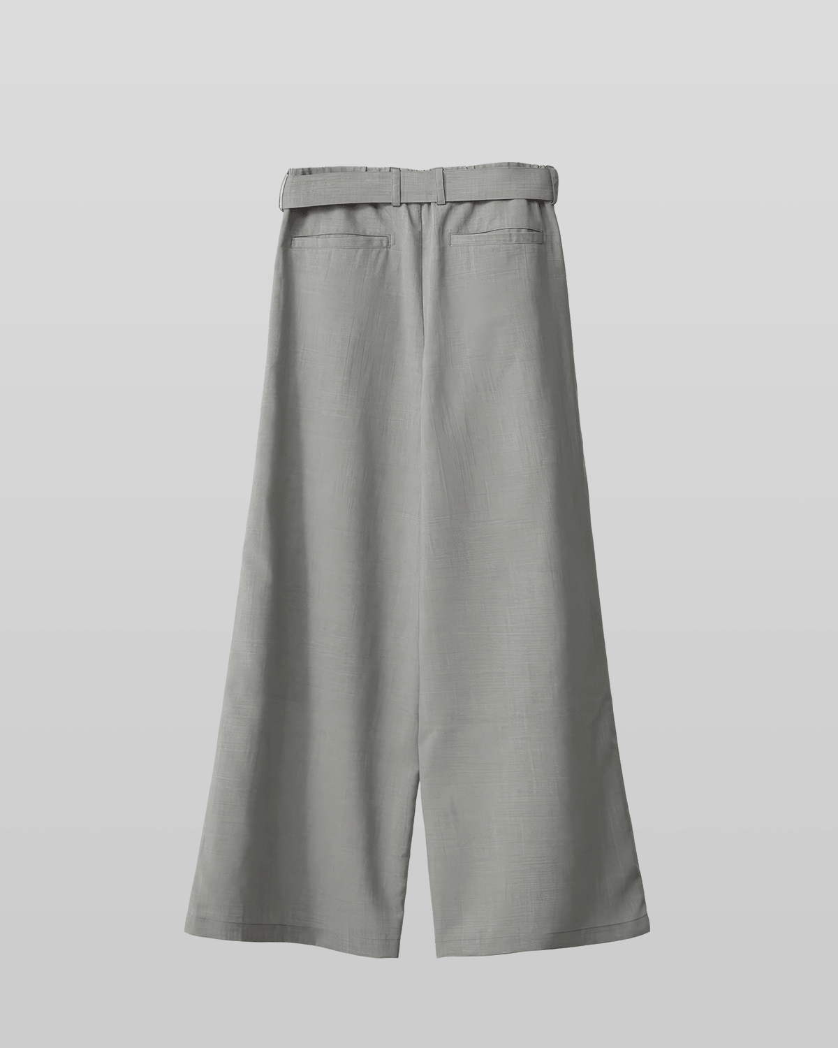 Linen-like Belted Wide Straight Pants