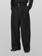 Wide Pants Black front - cleanfit minimal - UNPROVEN