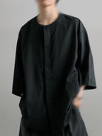 Collarless Shirt Black front - cleanfit minimal - UNPROVEN