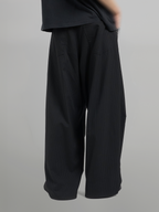 Studded Striped Wide Pants Black – Front view | clean essentials / minimalist | UNPROVEN