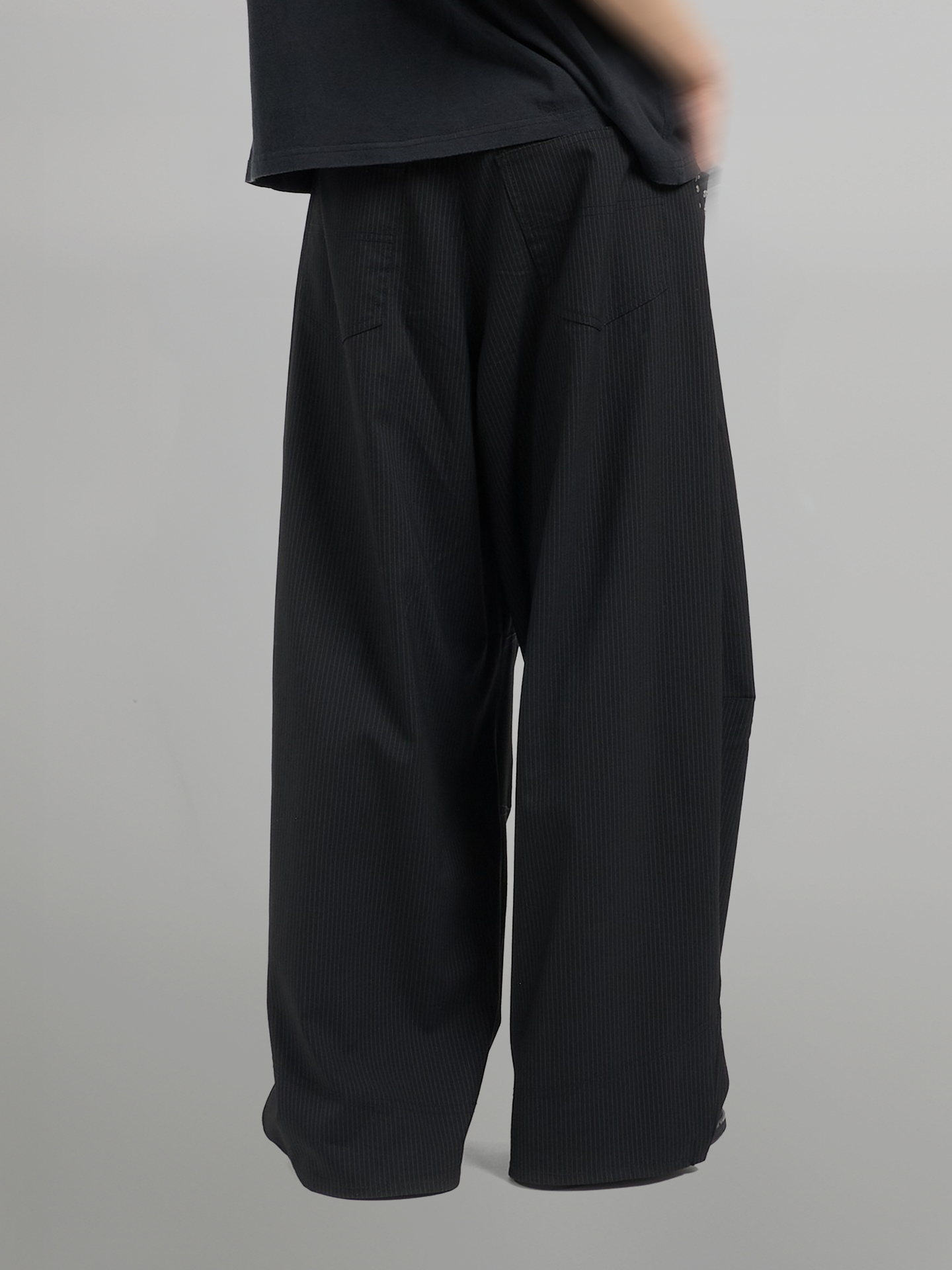 Silver Studded Striped Wide Pants