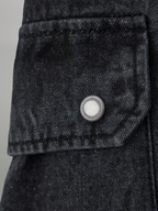 Curved Cargo Denim Jeans Black front - cleanfit minimal - UNPROVEN