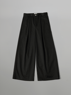 Deep Tuck Straight Wide Pants black; khaki-green; beige flat lay - cleanfit minimal - UNPROVEN