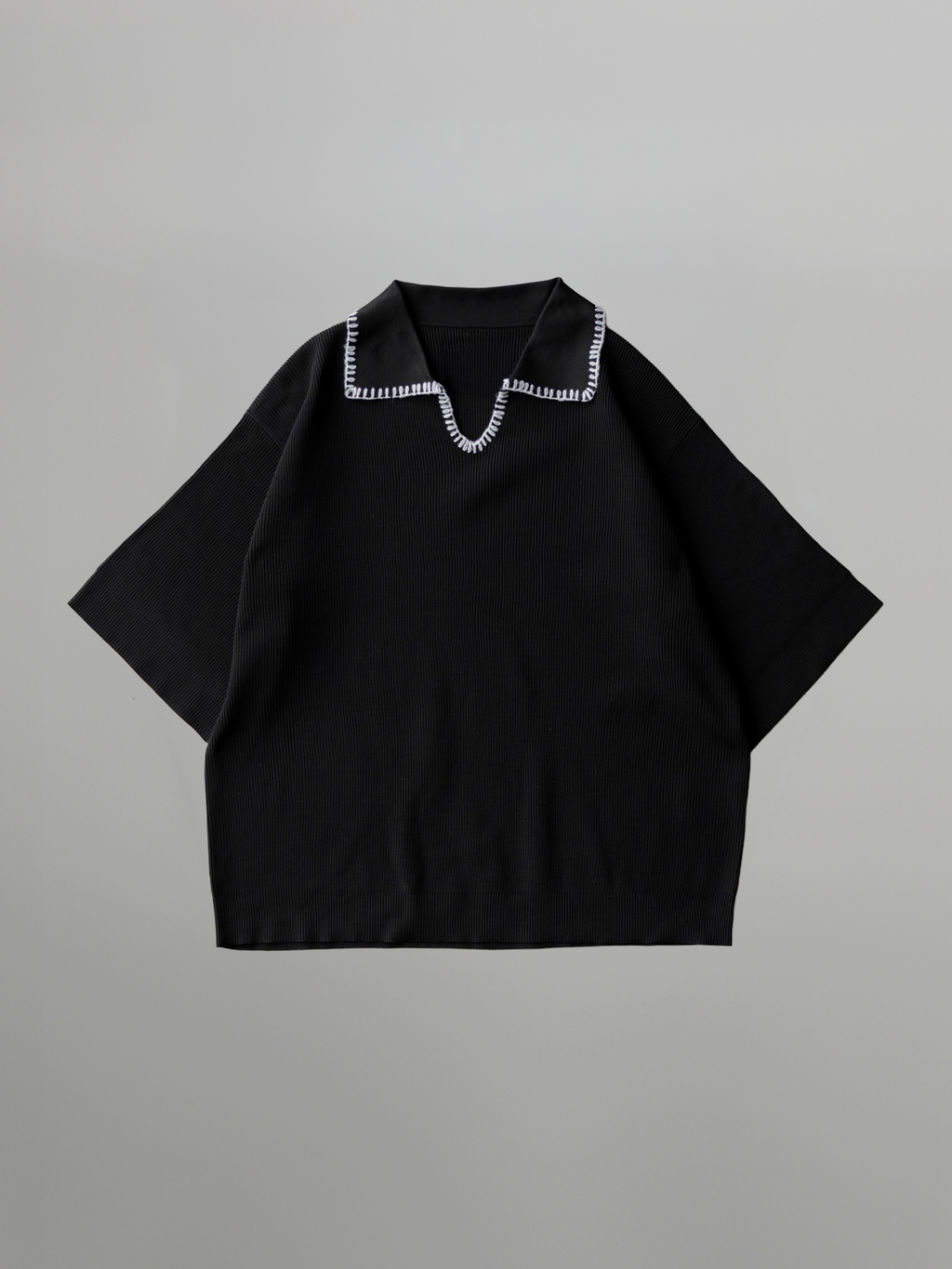 Stitched Knit Polo Shirt