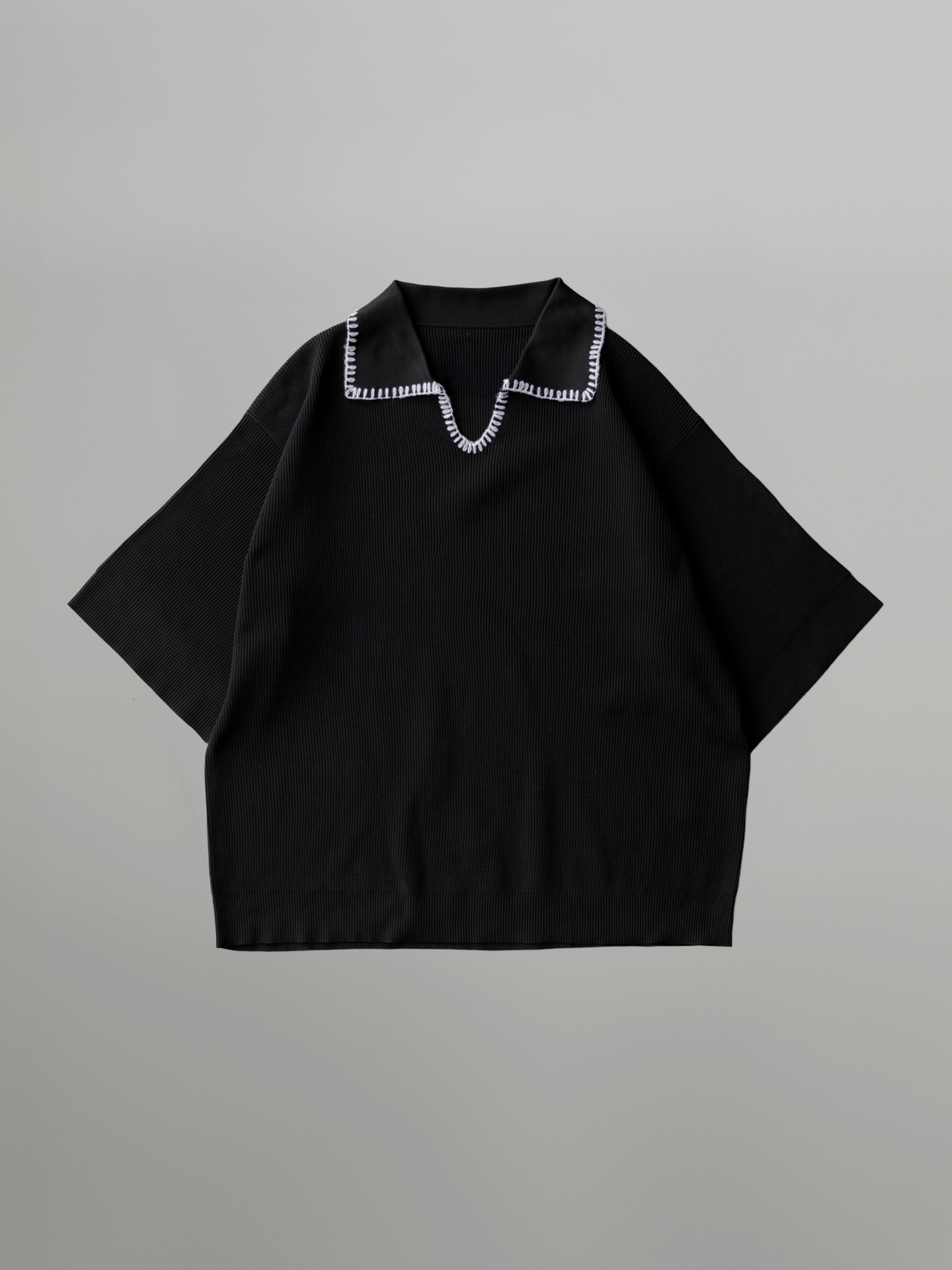 Stitched Knit Polo Shirt