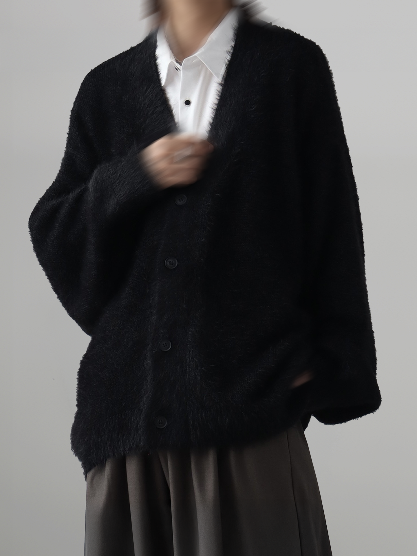 Oversized Shaggy Knit Cardigan