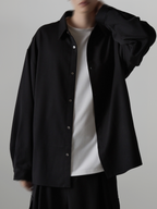 Loose-Fit Balloon Sleeve Shirt black – Front view | relaxed tailoring / semi-wide fit | UNPROVEN