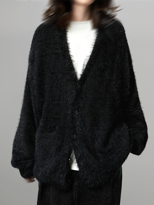 Oversized Shaggy Knit Cardigan