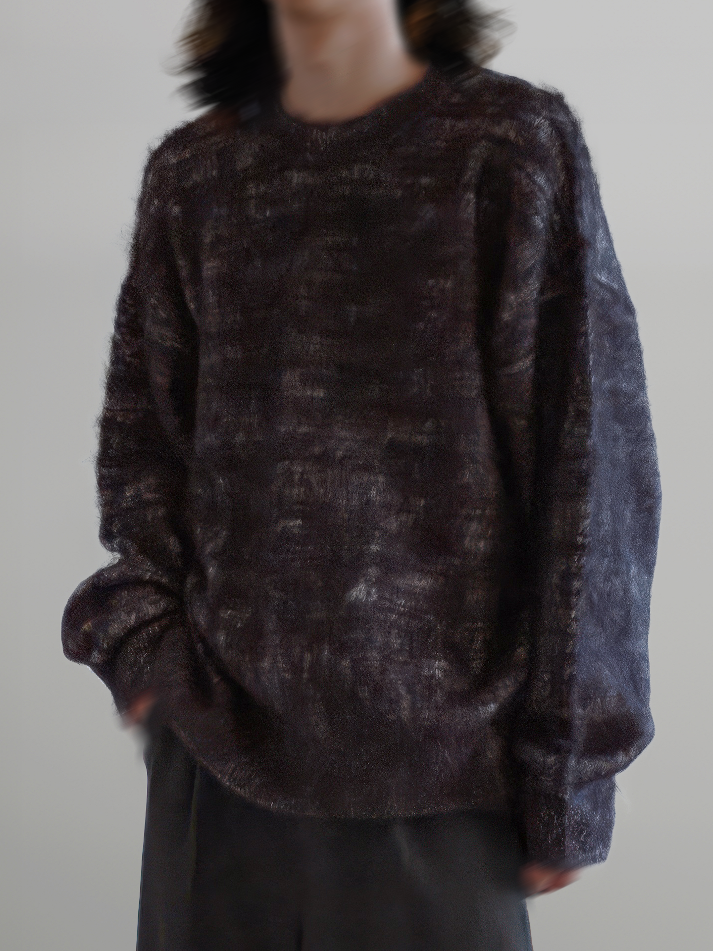 Contrast Color Shaggy Knit