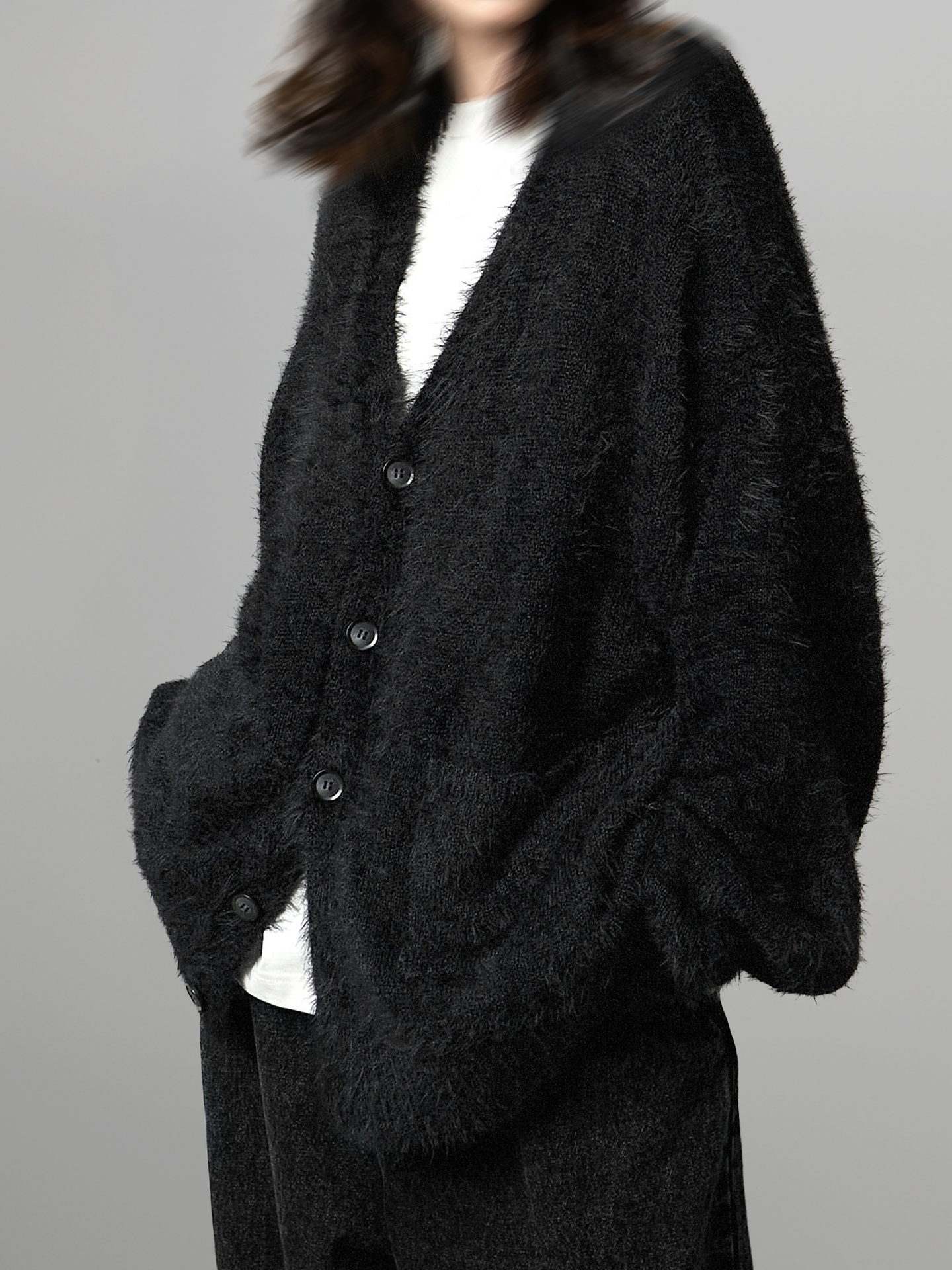 Oversized Shaggy Knit Cardigan