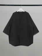 Collarless Shirt Black front - cleanfit minimal - UNPROVEN