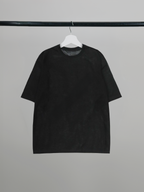 Striped Knit T-Shirt black – Front view | clean essentials / relaxed fit | UNPROVEN
