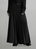 Pleated Hakama Pants black – Front view | wide-leg / pleated / relaxed tailoring | UNPROVEN