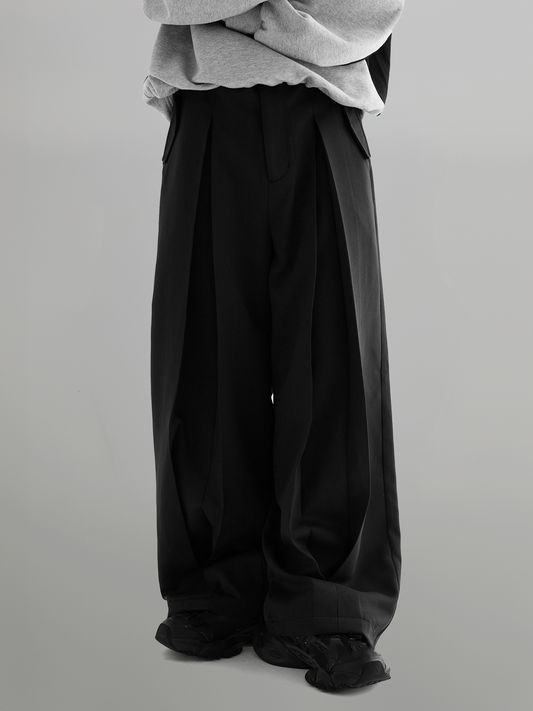 Vertical Tuck Wide Pants