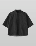 Black Striped Cropped Shirt