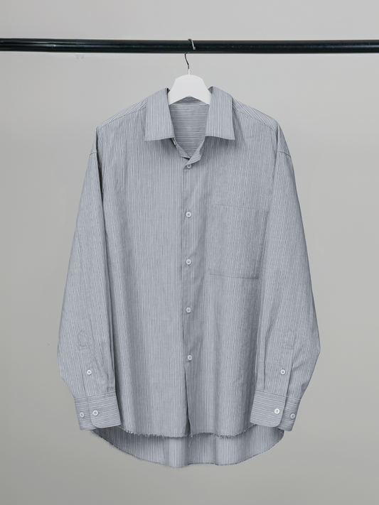 Cut-Off Hem Stripe Shirt