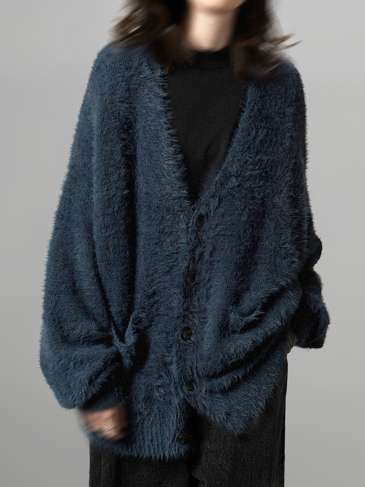 Oversized Shaggy Knit Cardigan