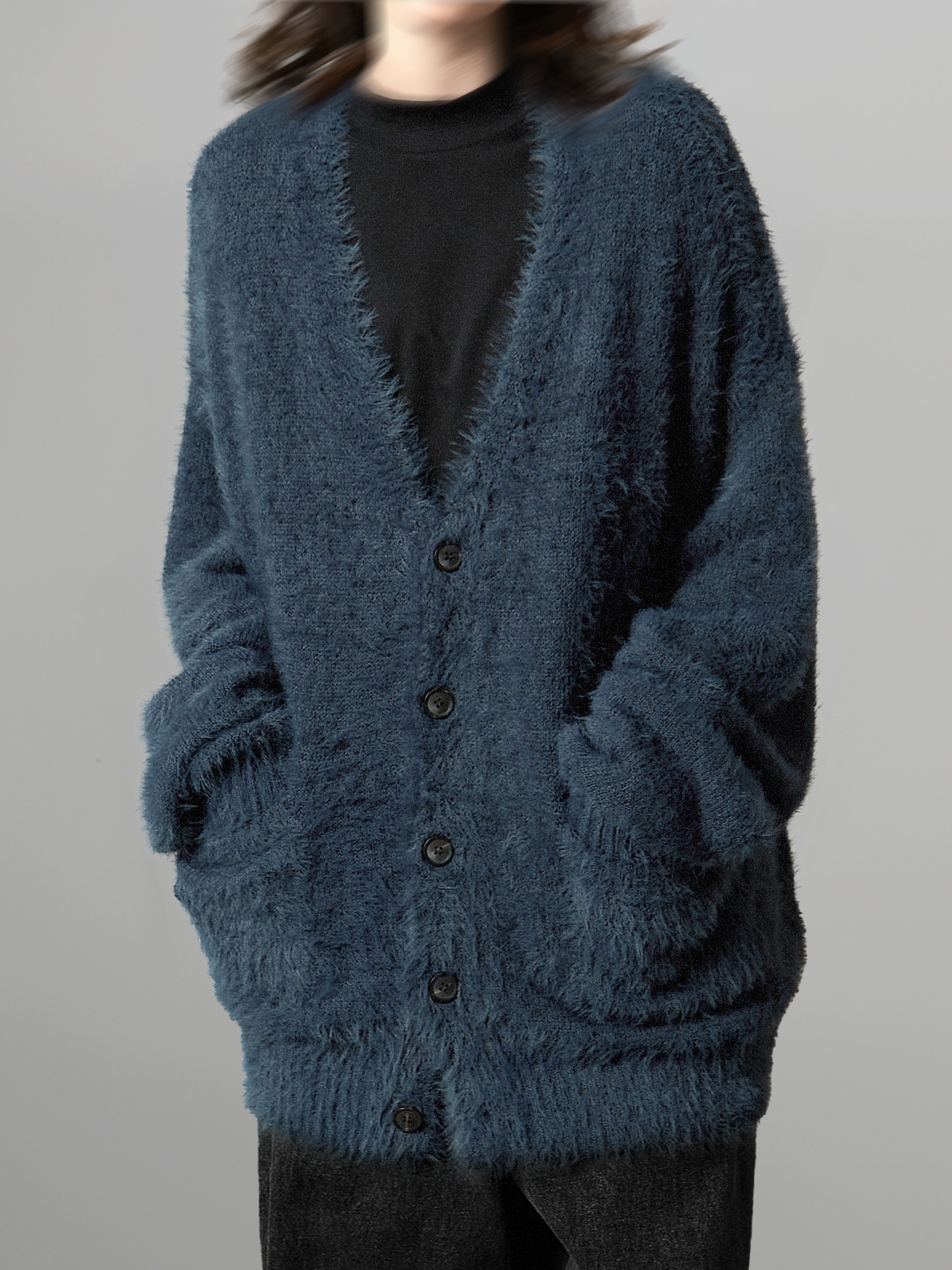 Oversized Shaggy Knit Cardigan