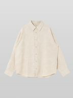 Botanical Jacquard Shirt ivory – Front view | relaxed tailoring / semi-wide fit | UNPROVEN