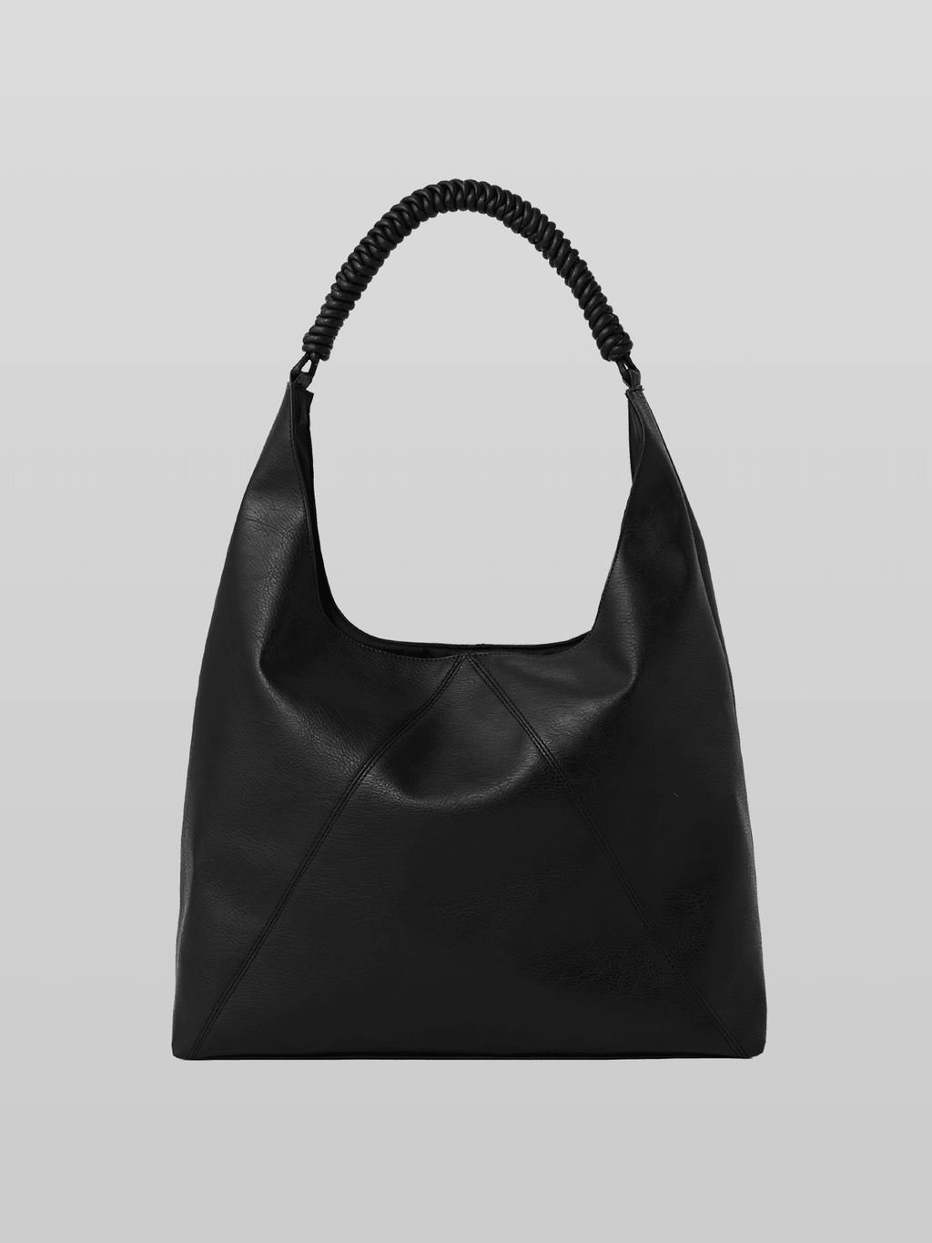 Braided Handle Triangle Tote Bag