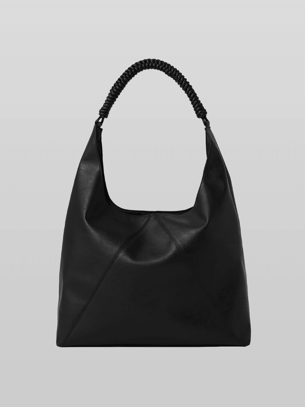 Braided Handle Triangle Tote Bag