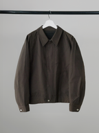 Curved Blouson Jacket brown – Front view | architectural outerwear / structured | UNPROVEN