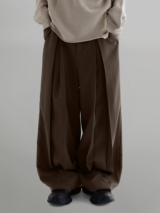 Vertical Tuck Wide Pants