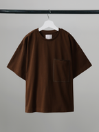 Chain-Stitched Pocket Tee brown – Front view | clean essentials / relaxed fit | UNPROVEN