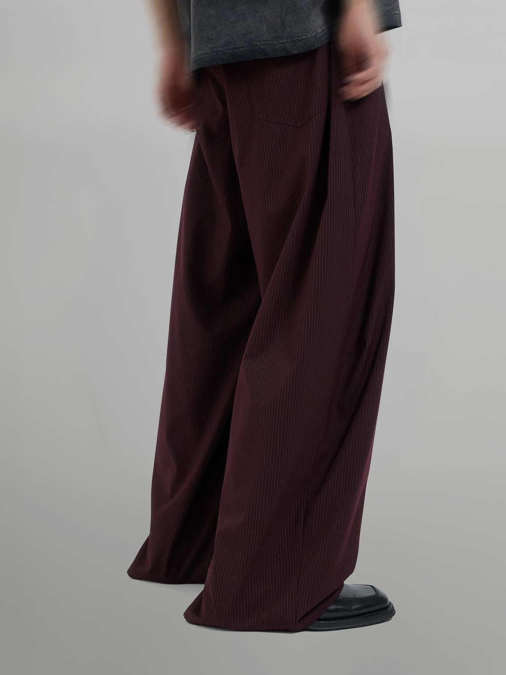 Silver Studded Striped Wide Pants