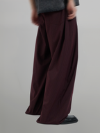 Studded Striped Wide Pants Burgundy – Front view | clean essentials / minimalist | UNPROVEN