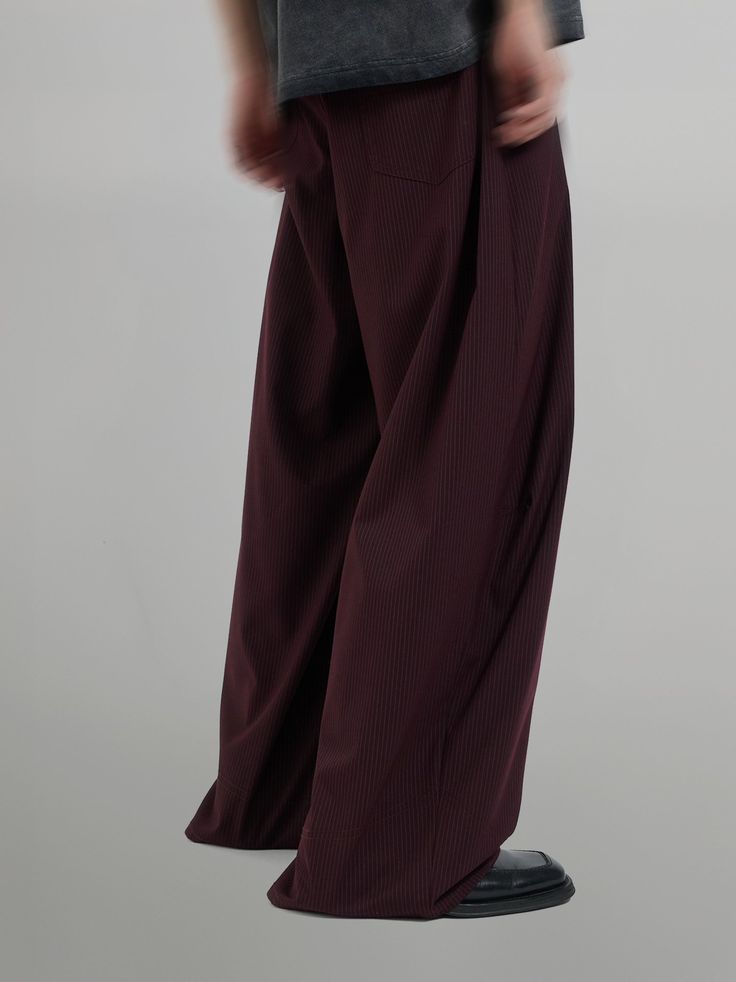 Silver Studded Striped Wide Pants