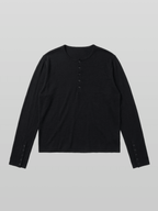 Button-Cuff Henley Neck T-Shirt