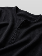 Button-Cuff Henley Neck T-Shirt