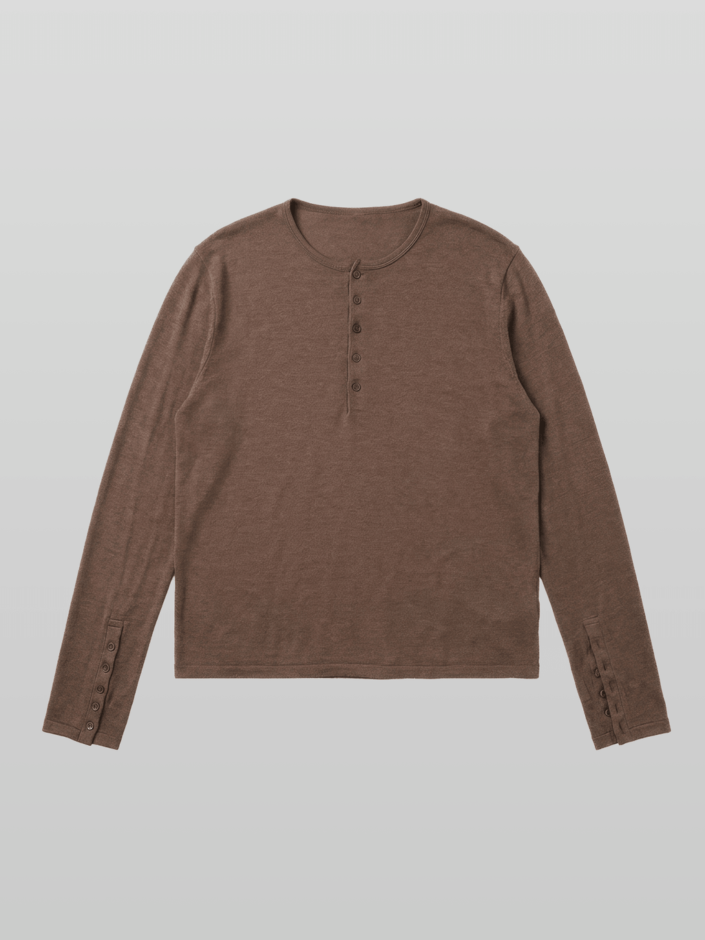 Button-Cuff Henley Neck T-Shirt