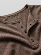 Button-Cuff Henley Neck T-Shirt