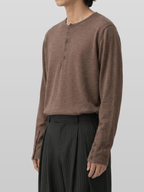 Button-Cuff Henley Neck T-Shirt