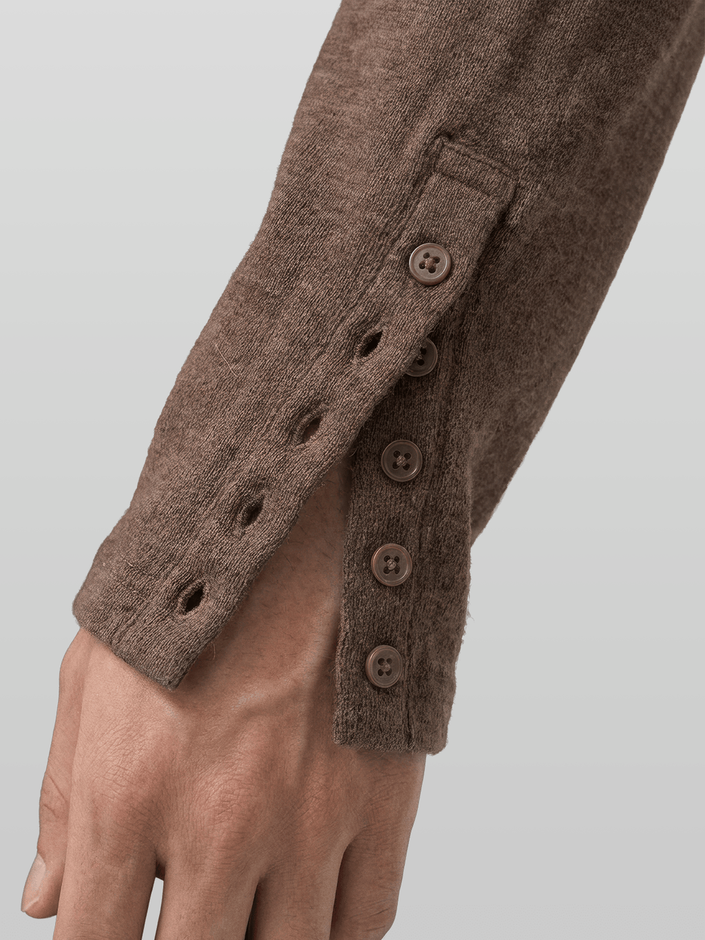 Button-Cuff Henley Neck T-Shirt