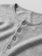 Button-Cuff Henley Neck T-Shirt