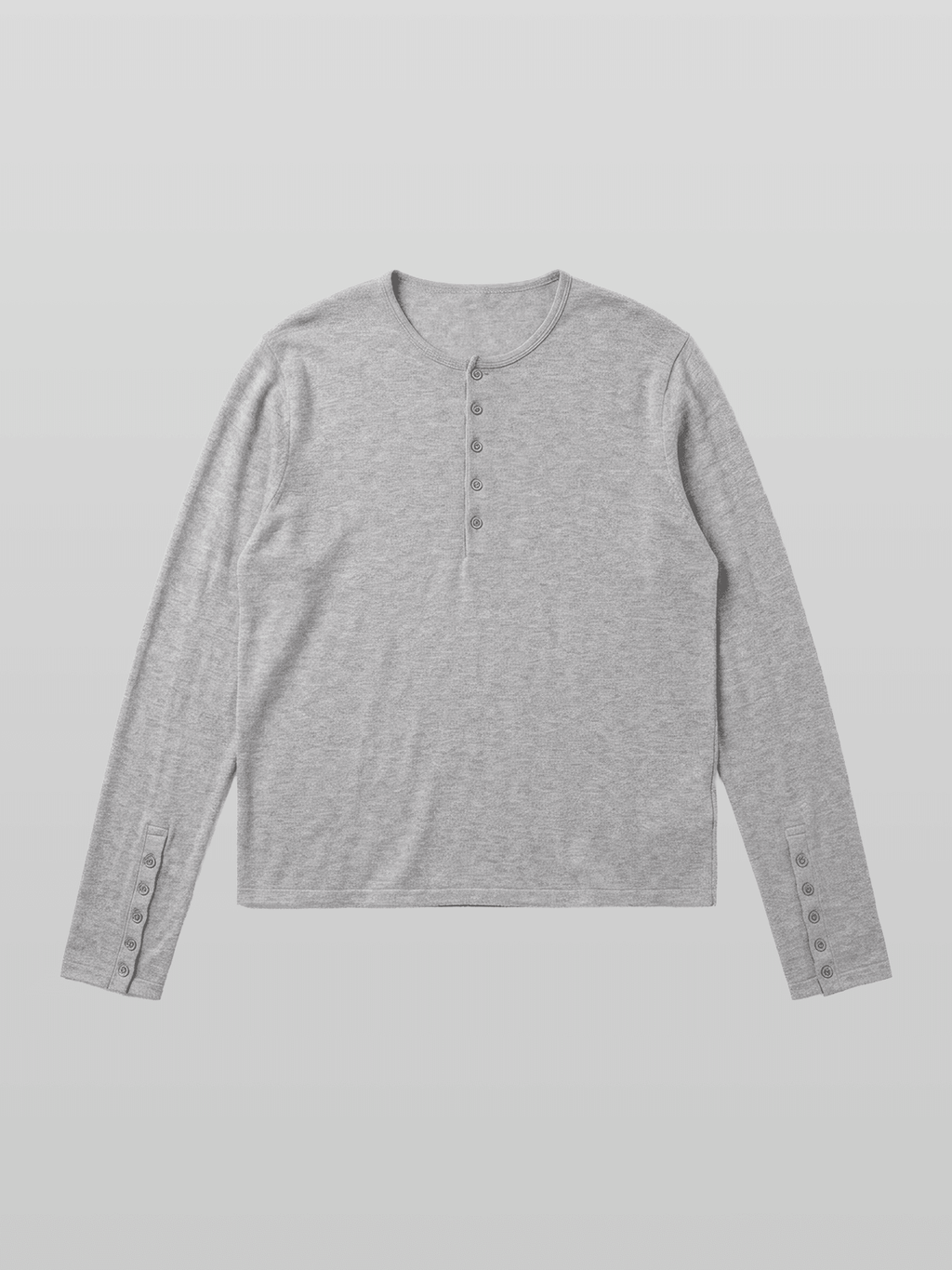 Button-Cuff Henley Neck T-Shirt