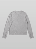 Button-Cuff Henley Neck T-Shirt