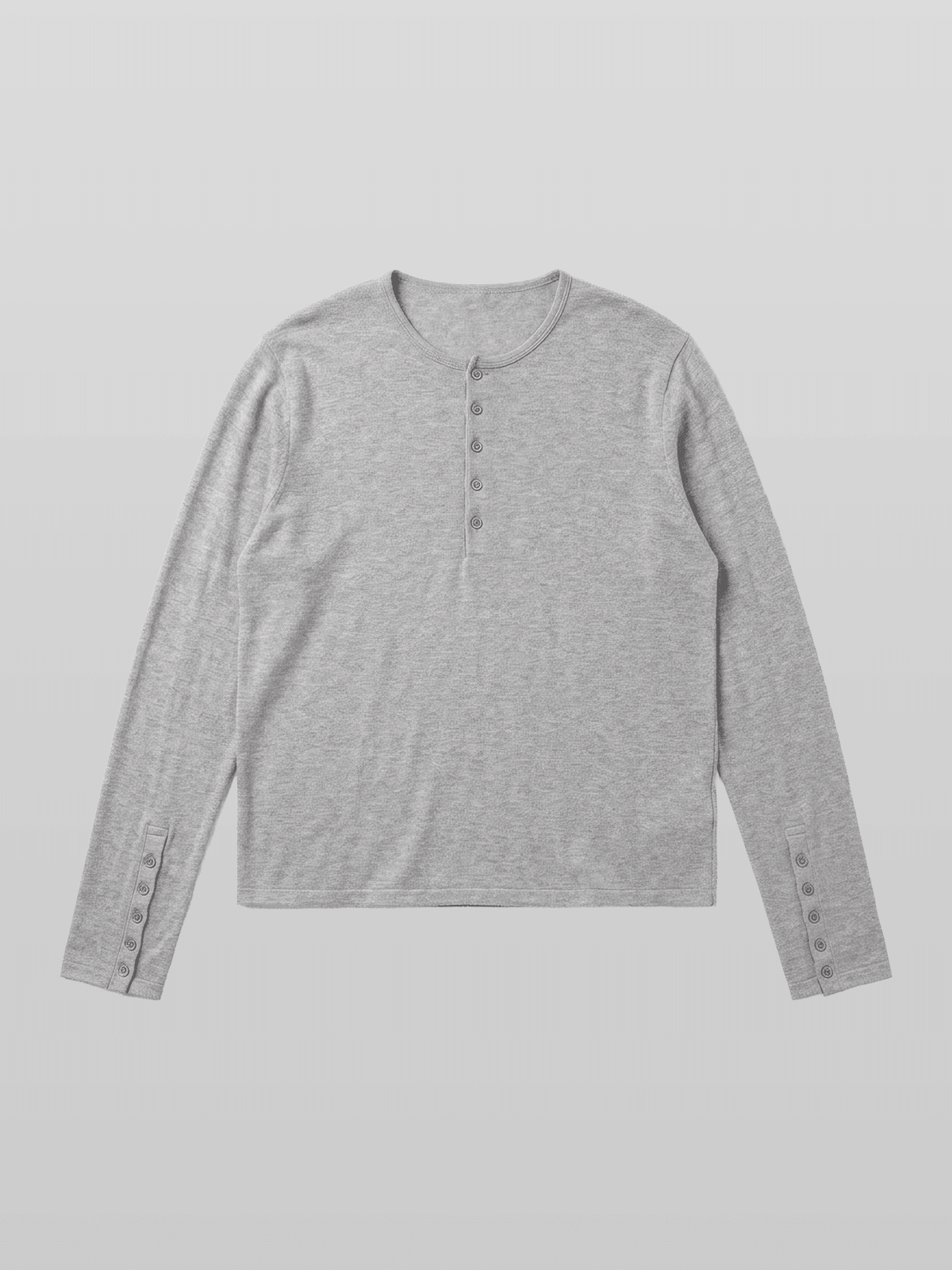 Button-Cuff Henley Neck T-Shirt